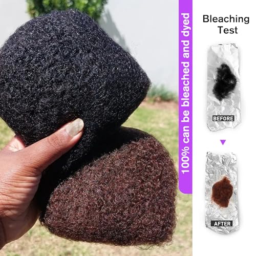 Tight Afro Kinky Bulk Human Hair for Dreadlock Extensions 100% Human Hair,120g 4 Packs 10 Inches Long,Natural Black #1B,Repair Extensions,Making Locs or Braids, with Needles and Hairpin