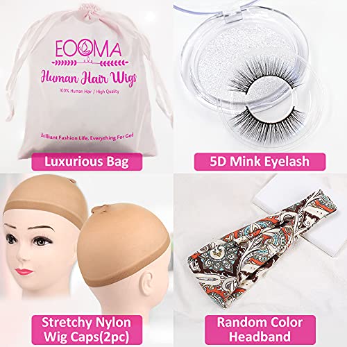 Eooma Curly Headband Wig Human Hair Glueless Wigs for Black Women 22 inch Briazilian Scarf Wig No Gel Remy Curly None Lace Front Wigs Human Hair