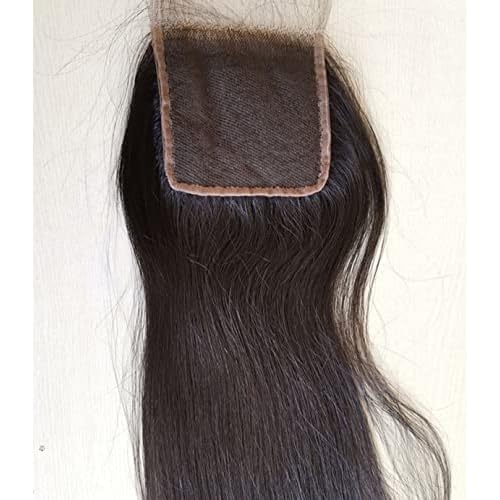 Clytie 4¡¿4 Lace Closure Unprocessed Raw Indian Temple Human Hair Silk Straight Medium Brown Lace Closures (4¡¿4 18")