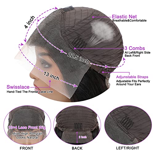 NVL Hair Straight Human Hair Wig, 13x4 Lace Front Wig for Women, Pre-Plucked with Baby Hair, Glueless, 200% Density, Natural Color, 30 Inch