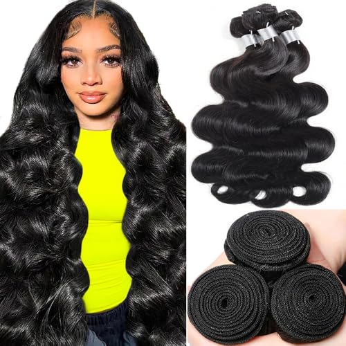 Human Hair Bundles Body Wave 24 26 28 Inch Body Wave 3 Bundles 100% Unprocessed Brazilian Virgin Hair Quick Weave Hair Extensions For Women Natural Color