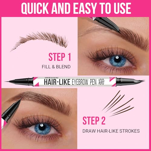 iMethod Curved Eyebrow Pen - Eyebrow Pencil, 2 Count Brow Pencil Dual-Ended with Curved Tip and Precise Brush-Tip for Natural Hair-Like Brows, Last All-Day, Light Brown and Brown Each