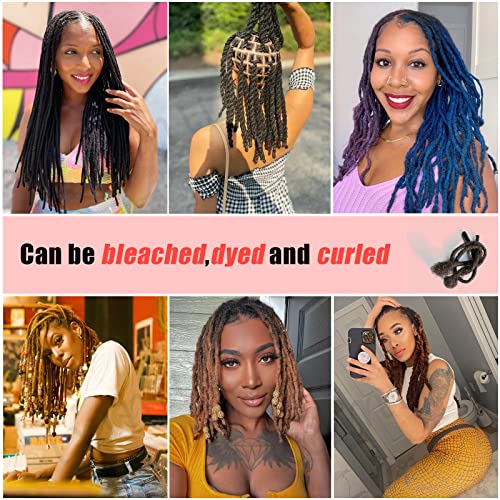 IXIMII 0.4cm Dreadlock Extensions Human Hair 100 Strands 8 inch Full Handmade Permanent Loc Extensions Natural Black Dreads with Needle and Comb for Men Women Kids,Can Be Dyed Bleached Curled