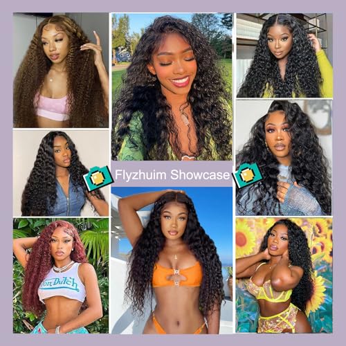 13x6 Deep Wave Lace Front Wigs Human Hair Ture 200 Density 20 Inch Pre Plucked Deep Wave Wig Human Hair 12A Glueless Wet and Wave Curly Lace Frontal Wigs For Women