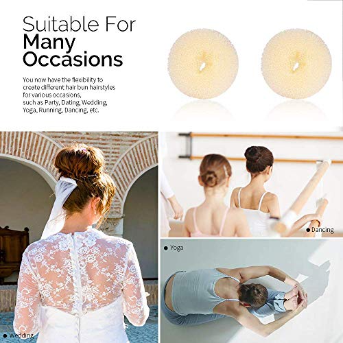 Hair Donut Ring Style Hair Bun Maker, 2PCS Chignon Doughnut Shaper for Short and Thin Hair (3 Inch/Brown)