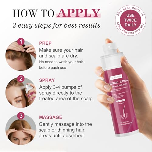 5% Minoxidil for Women Hair Regrowth Spray, hers hair regrowth treatment Infused with Biotin, Extra Strength Treatment to Combat Hair Loss and Thinning, 6 Bottles£¨100 Ml)