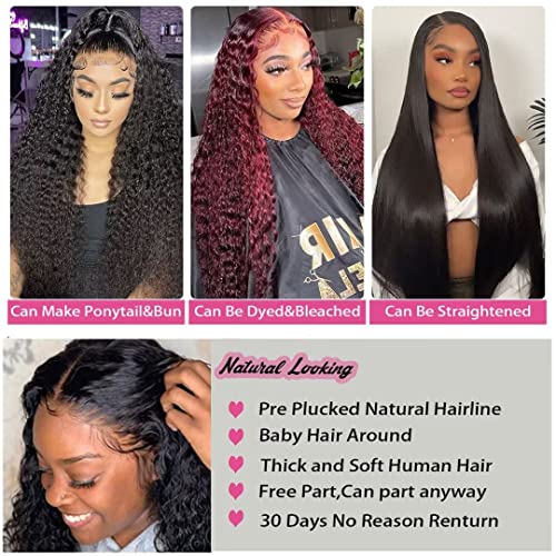 5x5 Lace Closure Wig Deep Wave 5x5 Hd Lace Closure Wigs Human Hair For Women 180% Density 100% Virgin Human Hair Free Part 5x5 Deep Curly Closure Wig Pre Plucked Realistic Looking 24 inch