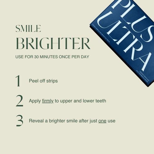 Plus Ultra Mint Flavored Teeth Whitening Strips | Eco-Friendly, Vegan Stain Remover Whitening Strips for Coffee, Wine, Soda | 14 Day Treatment | Formulated for Sensitive Teeth