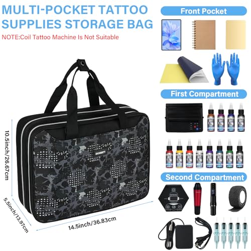 Tattoo Travel Case for Equipment and Supplies,Black Print,Bag Only
