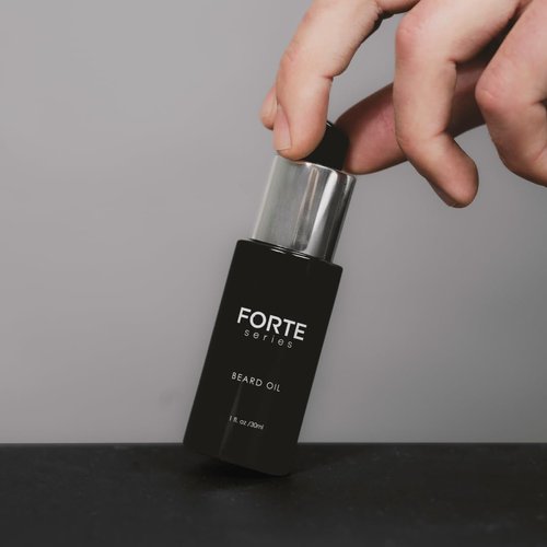 Forte Series Premium Beard Oil with Hydrating Oils and Vitamin E for Soft, Healthy Facial Hair, Black