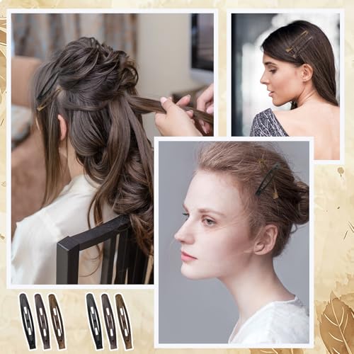30Pcs Metal Snap Hair Clips for Women, 2.4" Brown Long Barrettes, Small Hairpin for Thick and Thin Fine Hair