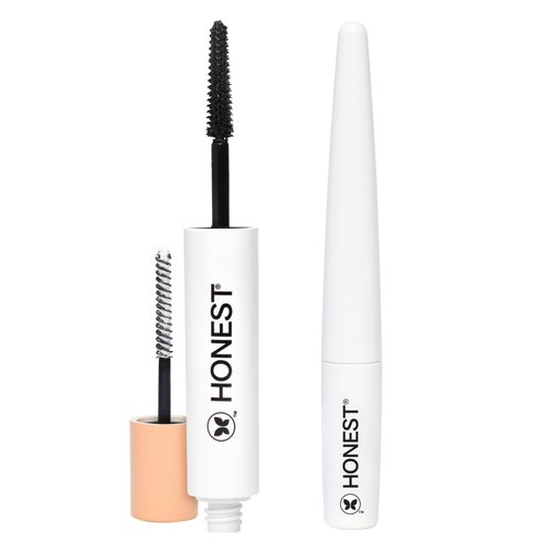 Honest Beauty Extreme Length Volumizing Clean Mascara + Longlasting Vegan Liquid Eyeliner Bundle | EWG Verified + Cruelty Free | Black, 0.27 fl oz, 0.58 fl oz