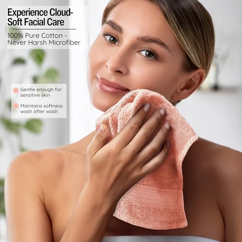 Luxurious Washcloths ? Set of 12 ? Size 13¡± x 13¡± ? Thick Loop Pile Washcloth ? Absorbent and Soft 100% Ring-Spun Cotton Wash Cloth ? Lint Free Face Towel ? Wash Cloths Perfect for Bathroom