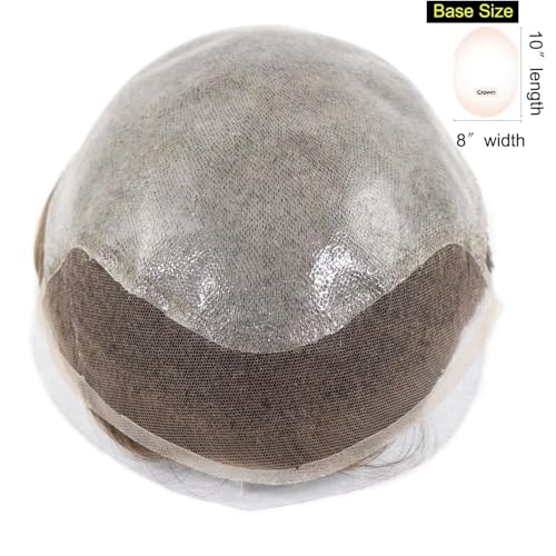 blazingfire French Lace Front Hair Toupee for Men with 0.08mm Single Knot Thin PU Skin Mens Human Hair Pieces Replacement System 8x10 Inches Lightest Brown Color 7