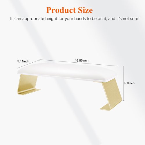 Erasable Arm Rest for Nails Tech, Luxury Nail Arm Rest White Manicure Hand Rest for Nails Tech with Non-Slip Aluminum Alloy Legs, Cleanable Technology Leather