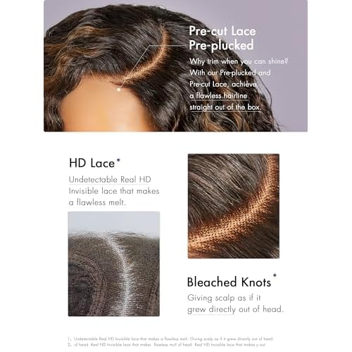 LUVME HAIR 12" Curly Glueless Wigs Human Hair Pre Plucked Pre Cut, Undetectable HD Lace Curly Bob Wig Human Hair Short Black Wig with Blonde Highlights Ready to Go Wig 180 Density