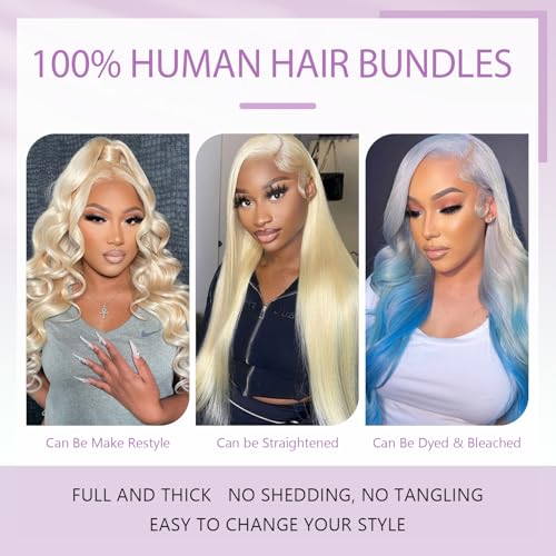 613 Blonde Bundles Human Hair Body Wave 24 26 28 Inch 100% Unprocessed Brailizn Virgin Human Hair 3 Bundles Body Wave Machine Double Weft 613 Body Wave Bundle 300G 12A Grade