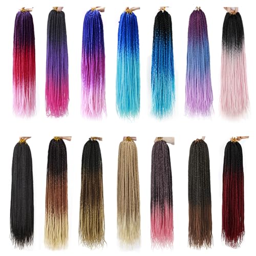 Box Braids Crochet Hair 22Inch 6Packs Crochet Hair Pre-looped Synthetic Ginger Crochet Box Braids for Black Women (350#, 22inch)