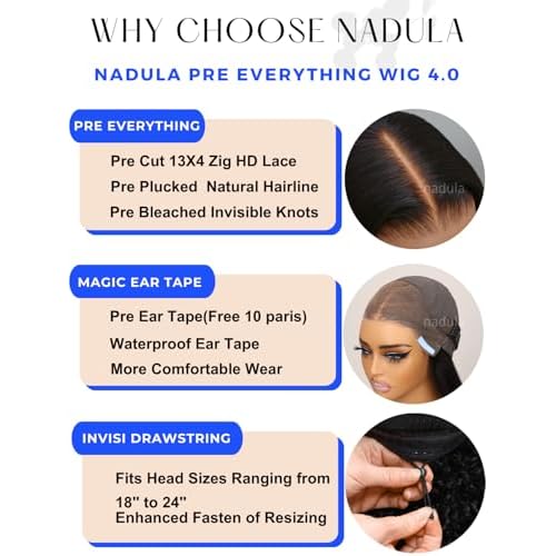 Nadula 13X4 HD Burmese Curly Drawstring Wig Human Hair with Finger Coil Ends, Glueless Pre Everything Spiral Curly Bye Bye Knots Lace Front Wig Pre Plucked with Ear Tape Ready to Go 150 Density 16inch
