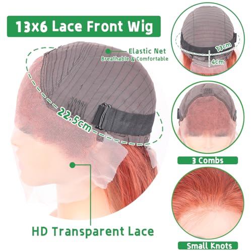 30 Inch Reddish Brown Lace Front Wigs Human Hair Body Wave 13x6 Glueless Light Chocolate Brown Human Hair Wig 180% Density Auburn Copper Reddish Brown Human Hair Wigs for Women 13x6 Lace Front Reddish