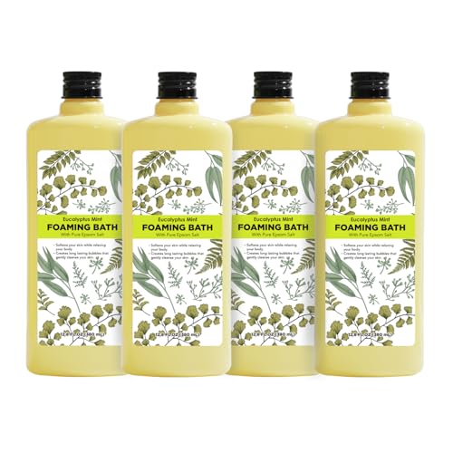 Bubble Bath for Women, Eucalyptus Mint Scented Bubble Bath Gifts Set, Foaming Bath Mother's Day Gifts for Mom, 51.2 fl oz (Pack of 4)