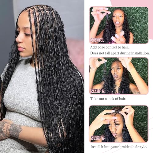 Belaved Human Braiding Hair for Boho Braids 2 Bundles 100g Water Wave Bulk Boho Knotless Braids 18 Inch Natural Color Curly Bohemian Wet and Wavy Human Hair Extensions No Weft