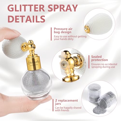 Etercycle Body Glitter Spray, Silver Hair Glitter Extra Fine Face Shimmer Powder, Long-Lasting and Quick-Drying Body Glitter Sparkly Glitter Gifts for Rave Clothes Nail Art Easter Halloween Crafts