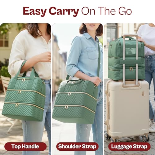 Castal Nail Polish Organizer Bag?3-Layer Nail Organizers and Storage Bag with Detachable Bottom Section?Holds 84 Bottles?Embroidered Nail Polish Case Organizer with Luggage Strap & Card Slot?Teal