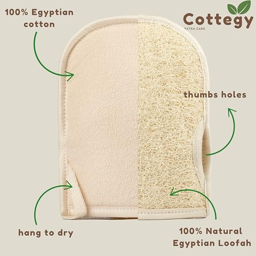 Premium Exfoliating Loofah Gloves ? Natural Egyptian Loufa Sponge Body Scrubber Mitts for Soft, Radiant Skin ? Gentle Exfoliation & Deep Clean (1-Pack) (Count 1)