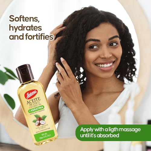 Jaloma Coconut Oil with Keratin to Help Strengthen Hair, 2 Pack, 4 Oz Each Bottle