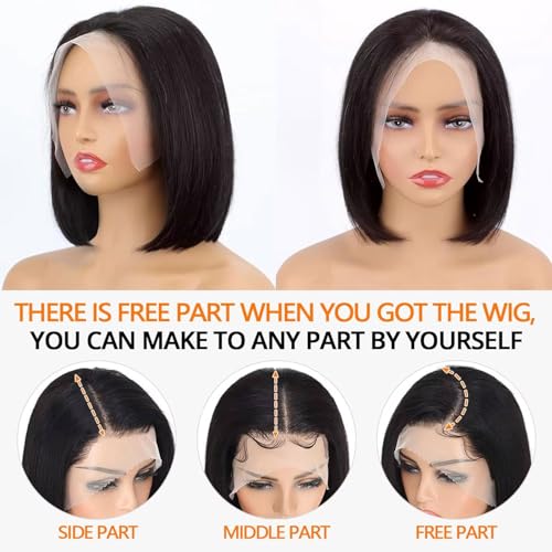 Short Bob Wig Human Hair 13x4 Straight Hd Lace Front Wigs Human Hair 200 Density Black Glueless Wigs Human Hair Pre Plucked Short Bob Wigs for Women 12 Inch