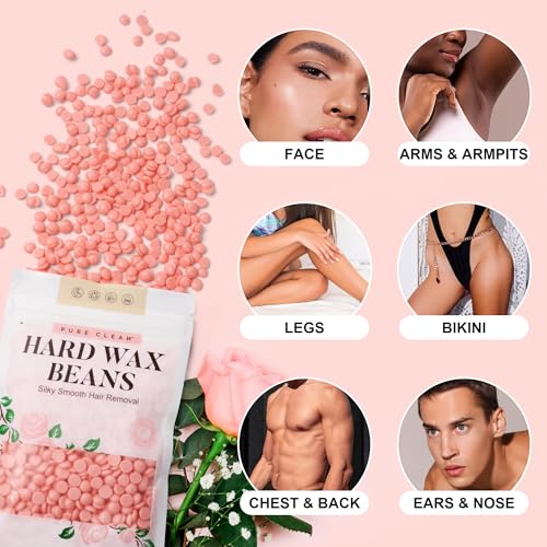 PURECLEAN Hard Wax Beads, 300g Pink Rose Hair Removal Wax Beans for Sensitive Skin, Multi-Use for Face, Bikini, Eyebrows, Underarms, Leg, Full Body - Suitable for All Wax Warmers (Pack of 3)