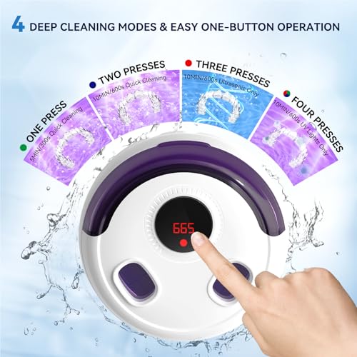 Dental Ultrasonic Retainer Cleaner Machine - Dental Cleaning Pod for Denture, Mouth Guard, Aligner, Night Guard