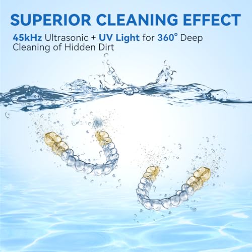 Dental Ultrasonic Retainer Cleaner Machine - Dental Cleaning Pod for Denture, Mouth Guard, Aligner, Night Guard