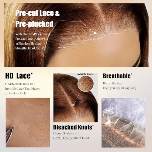 Chocolate Brown Wig 4x4 Hd Lace Front Wig For Black Women Wear And Go Glueless Wigs Human Hair Pre Plucked Pre Cut Colored Water Wave Wavy Chocolate Brown Glueless Wigs Curly Wig Human Hair #4 22inch
