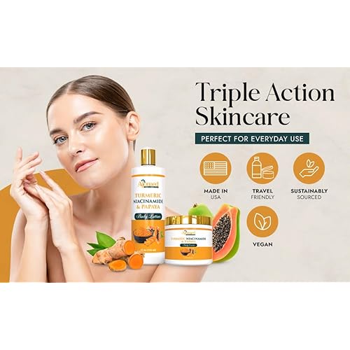 Turmeric body cream? Handmade Niacinamide papaya Turmeric Moisturizer lotion for Dark Spots, Hyperpigmentation, Acne Scars, Evens Tone- turmeric skincare -All Skin Types 8oz (CREAM)