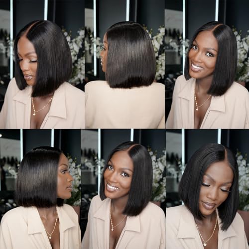2 by 6 Kim K Glueless Wigs Human Hair Pre Plucked Easy Cut Middle Part Preference Human Hair wig 180% Wear and Go Wigs for Black Women (2¡¿6 black, 14 inch)