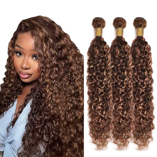 30 30 30 Inch Color 30 Bundles Human Hair 4/30 Water Wave Bundle Brown Water Wave Bundle Human Hair Unprocessed Virgin Hair Extensions