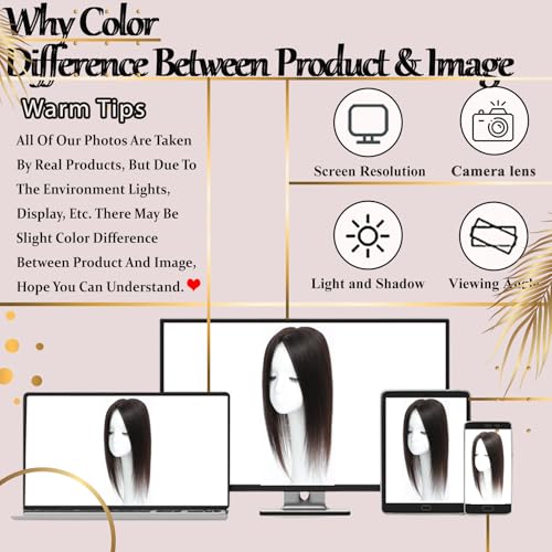 Hair Toppers for Women Real Human Hair, 360¡Æ 3D Human with Thinning Upgrade Middle Part Clip in Bangs Topper Hair Pieces for Women Daily(Medium Dark Brown, 18 Inch-3D-Side)