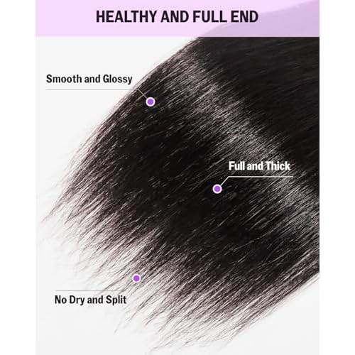 Human Hair Bundles Straight 3 Bundles Human Hair 18 20 22 Inch 100% Unprocessed Brazilian Weave Bundles Double Weft Bundles Straight Natural Black Color