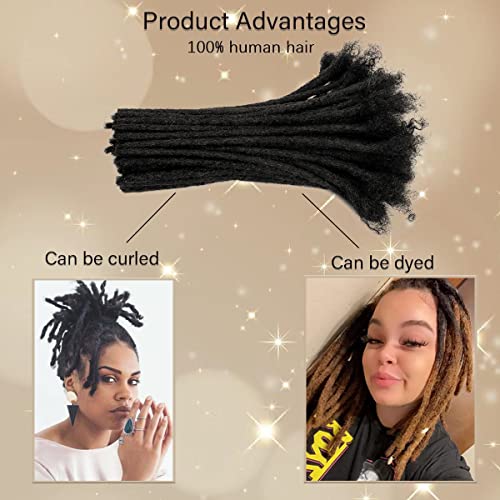 Dreadlocks Extension Human Hair 10inch 0.8cm 60 Strands Locs Extensions Human Hair For Man/Women Permanent Loc Extensions Can Be Dyed Bleached Curled (Natural Black)