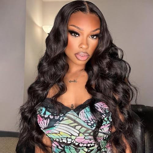 13x6 Lace Front Wigs Human Hair Body Wave Lace Front Wigs Human Hair 13x6 HD Lace Front Wigs Human Hair Glueless Wigs Human Hair Body Wave Frontal Wig for Black Women 180% Density (28inch)
