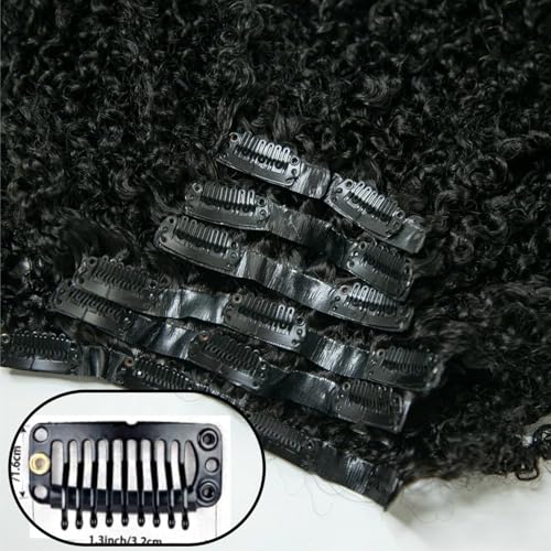 Seamless Afro Kinky Curly PU Clip in Extension Real Human hair For Women 7Pcs Seamless Clip ins Full Head 120g Natural Color 22Inch