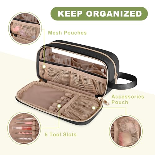Nail Polish Organizer Case Fits 12 Bottles (15ml), Nail Polish Supplies Storage Bag with Clear Window, Black