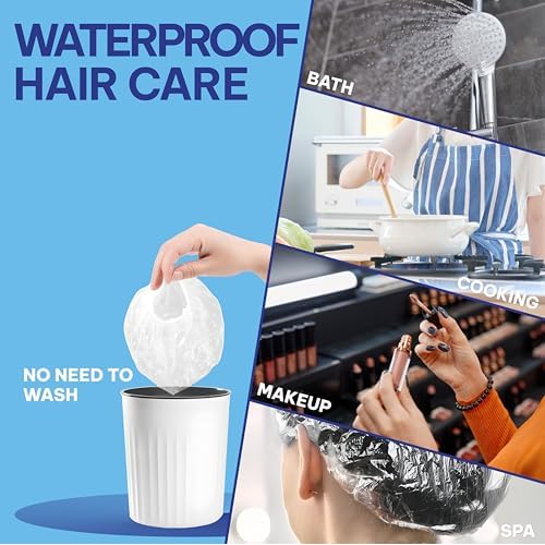 Disposable Shower Caps ? 100Pcs ? Thick & Waterproof Plastic Hair Caps with Super Elasticity - Perfect for Shower Protection, Salon Treatments, Spa Sessions, Home Use & Hygiene Purposes