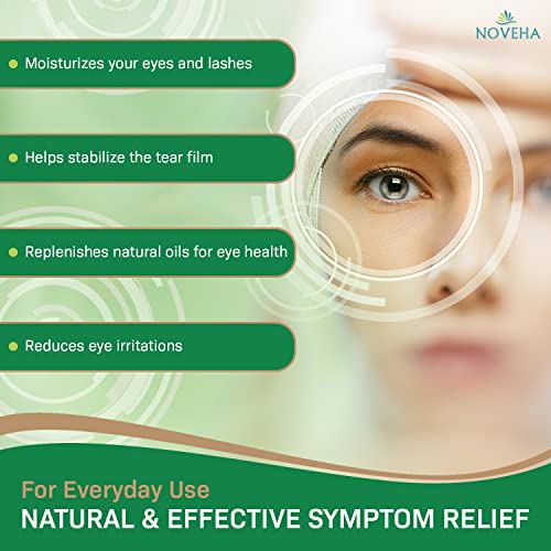 NOVEHA 60PCs Tea Tree & Coconut Oil Eyelid & Lash Wipes - For Demodex, Blepharitis & Itchy Eyes, Individually Wrapped Eyelash Wipes With Aloe Vera, Natural Makeup Remover & Daily Eye Cleanser