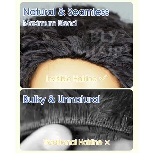 BLY Highlight Water Wave Half Wig Human Hair 3 in 1 Glueless Drawstring Flip Over Wear Go Wig for Women 1B 30 Color 180 Density Beginner Friendly Wigs 18 Inch