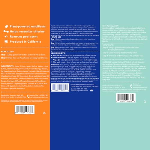 AQUA GUARD Swimmers Essential Hair Protection Bundle | Prevents Chlorine Damage + Softens Hair While Swimming | Color Safe, Leaves Hair Smelling Great | Made in California