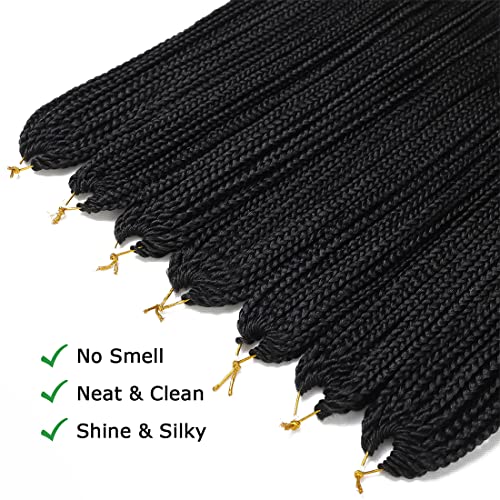 Crochet Box Braids Hair pre looped Goddess Box Braids Crochet Braiding 7 Packs 3x Crochet Hair (14 inch, 1B)