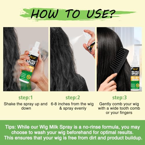 2PCS Wig Milk Spray for Synthetic Hair, Leave-In Conditioner Wig Detangler Spray for Human Wigs, Conditioner £¦ Detangler 2 in 1 Moisturizer, Hydrates & Replenishes Synthetic Hair Wigs Easy Combing